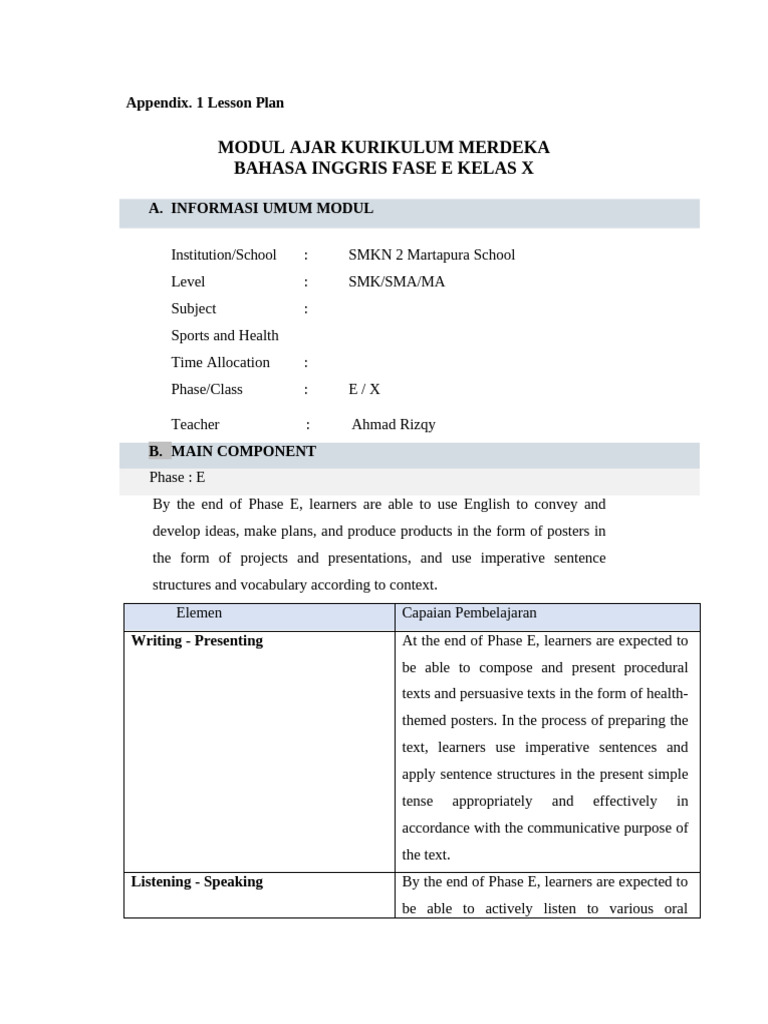 Modul PKL - Ahmad Rizqy - A4 | PDF | Teachers | Learning
