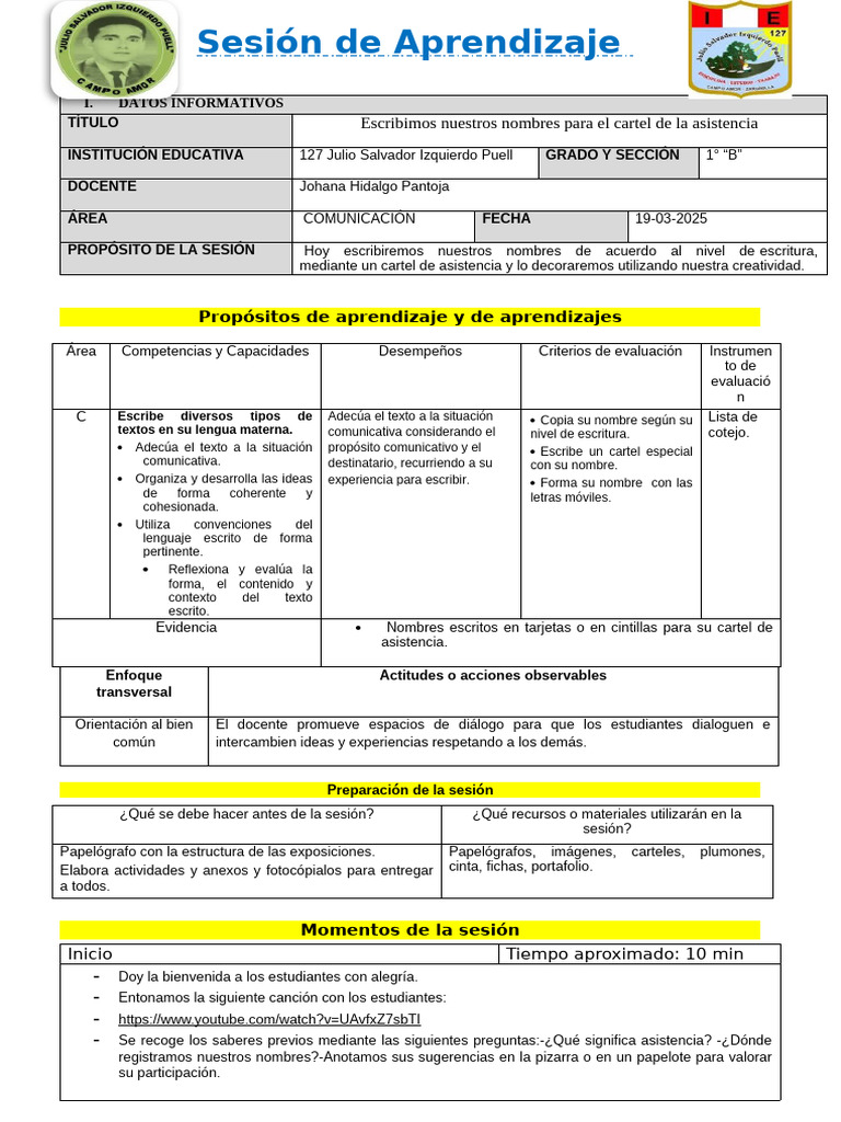 Cartel de Asistencia Creativo para Niños | PDF | Aprendizaje ...