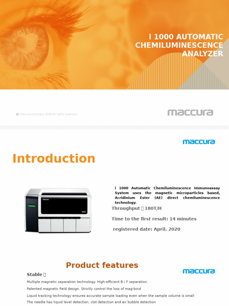 I 1000 Analyzer Introduction | PDF | Infection | Immunoassay