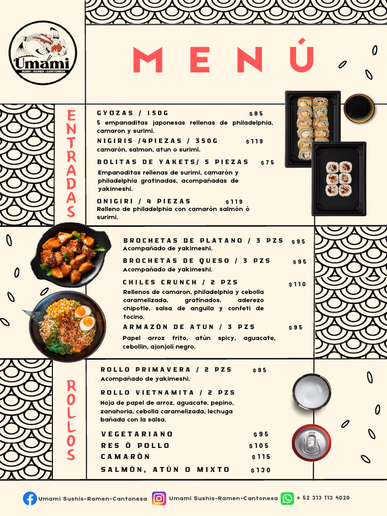 Menú de Sushi y Ramen Umami | PDF | Alimentos | Cocina