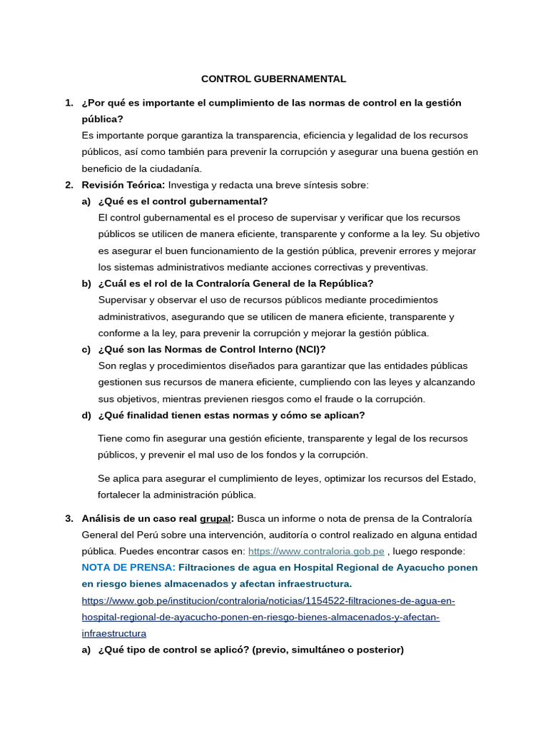Tarea3 - Control Gubernamental | PDF | Hospital | Corrupción política