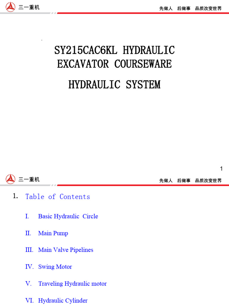 SY215C9 Hydraulic System | PDF | Pump | Valve