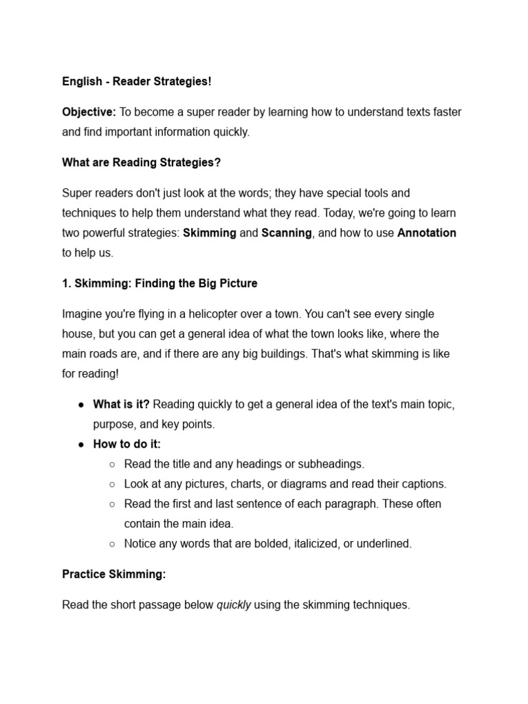 Year 6 English - Super Reader Strategies | PDF | Honey Bee | Speed Reading