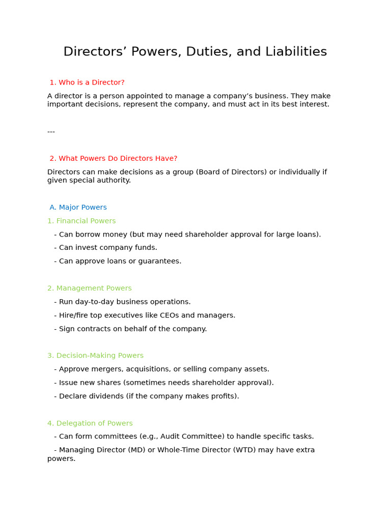 Directors | PDF | Board Of Directors | Interest