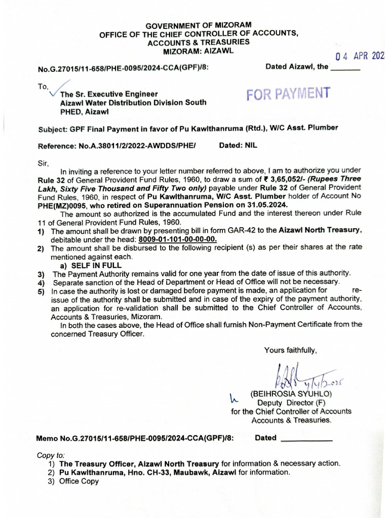 Kawlthanruma GPF Final Order - 20250422113840 | PDF