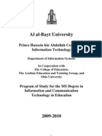 Program of Study For The MS Degree in Information and Communication Technology in Education
