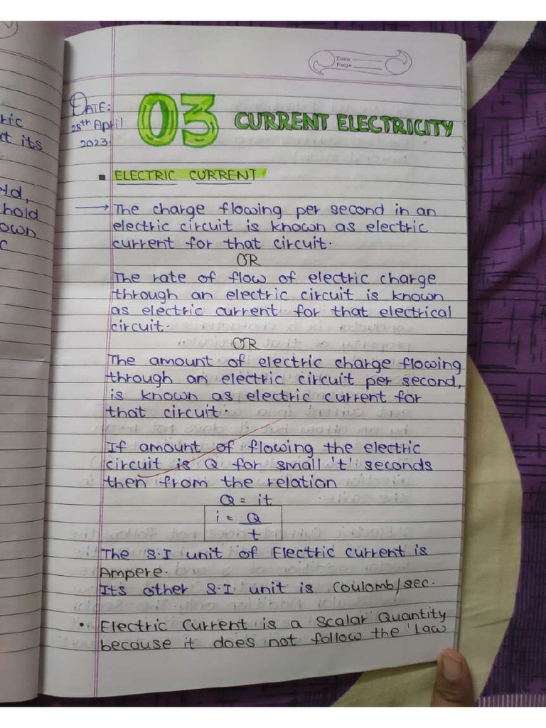 Physics (Ch-3) Current Electricity | PDF