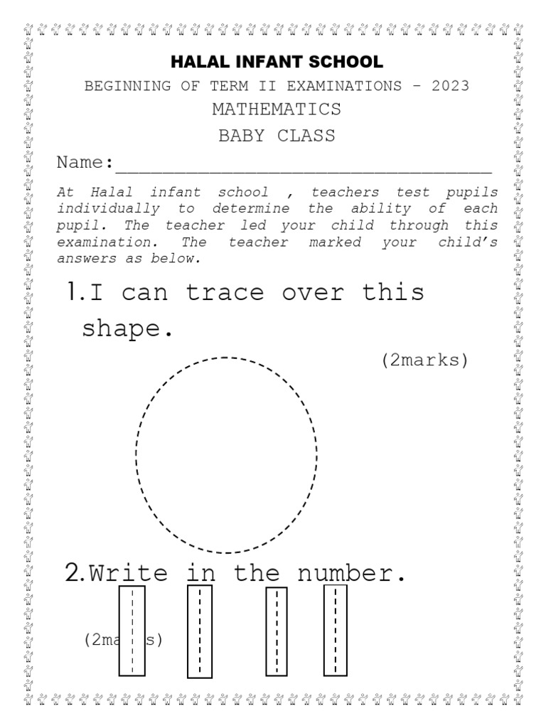 Baby Class Math Exam Results | PDF
