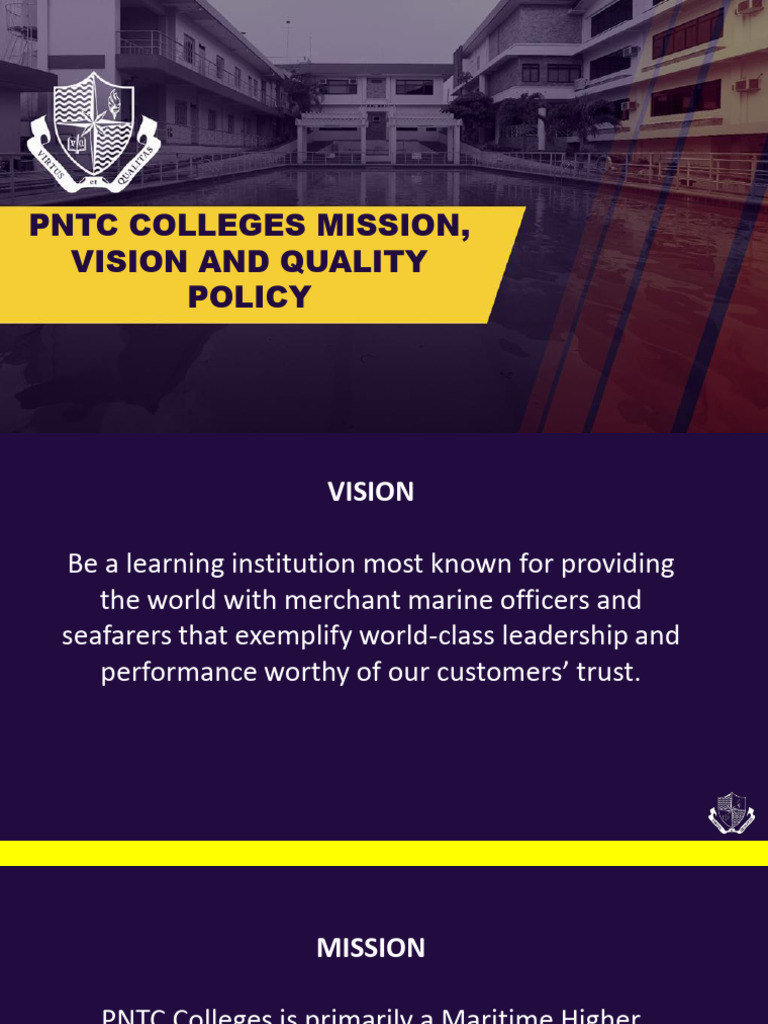 PNTC Mission Vission and Quality Policy | PDF