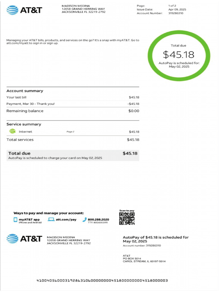 ATT Bills Data | PDF