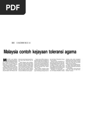 Malaysia Contoh Kejayaan Toleransi Agama Pdf