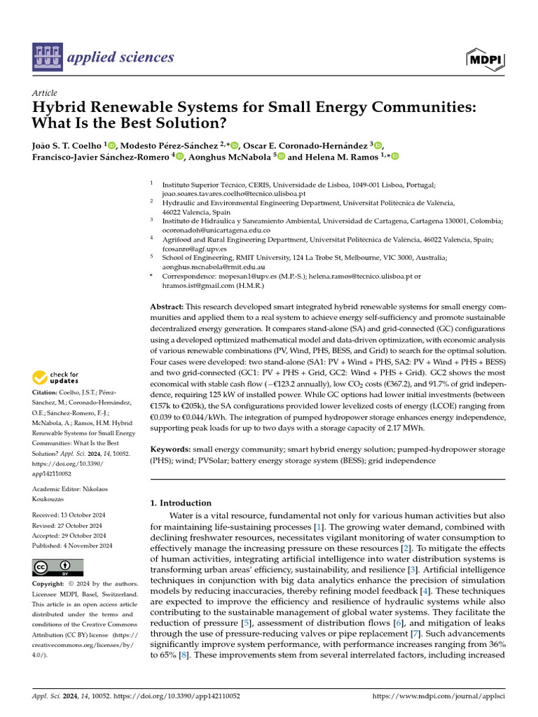 Hybrid Renewable Systems For Small Energy Communities - What Is The ...