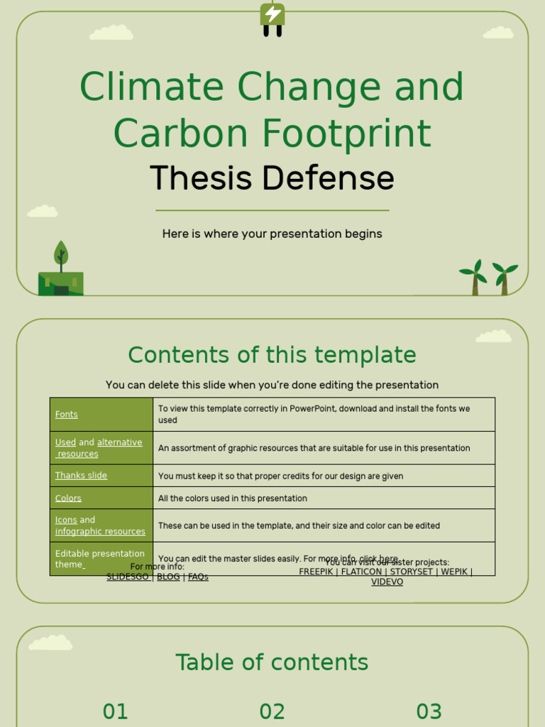 Climate Change and Carbon Footprint Thesis Defense by Slidesgo | PDF ...