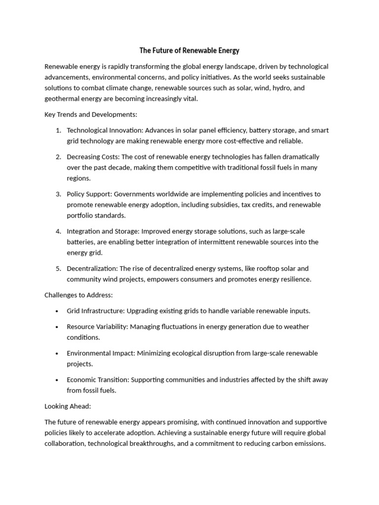 The Future of Renewable Energy | PDF