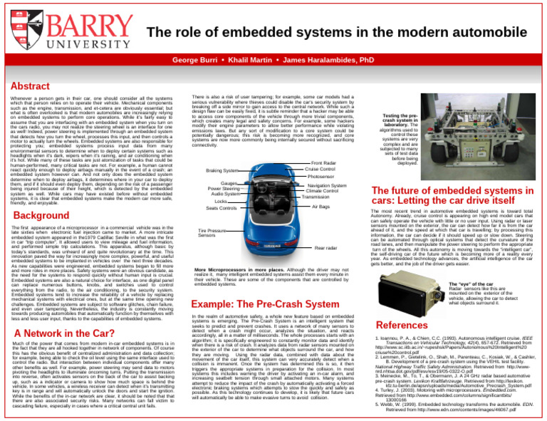 The Role of Embedded Systems in The Modern Auomobile | PDF | Embedded ...