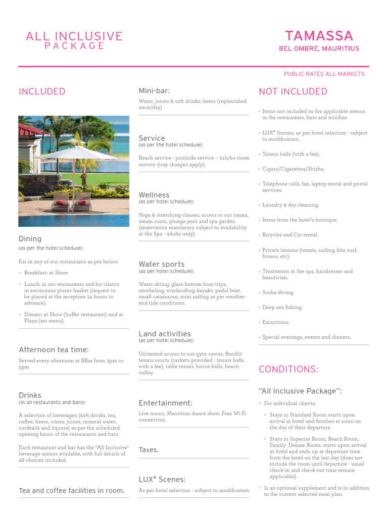 Tamassa Produced by LUX - All Inclusive Package 1213 - All Markets ...