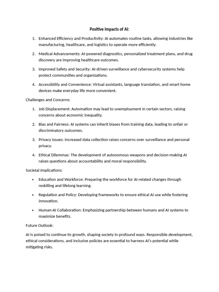 The Impact of Artificial Intelligence On Society | PDF