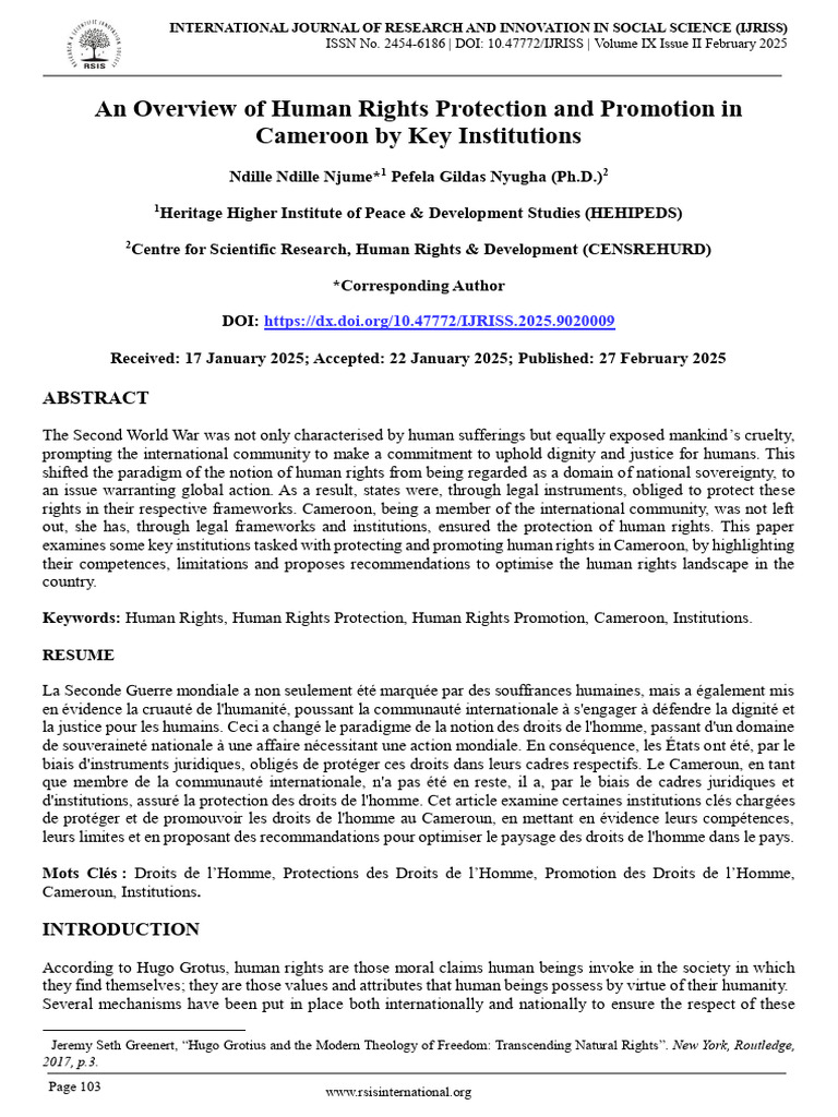 PEFELA: An Overview of Human Rights Protection and Promotion in ...