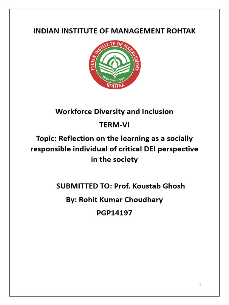 DEI Reflection: Insights on Inclusion | PDF | Bias | Social Psychology