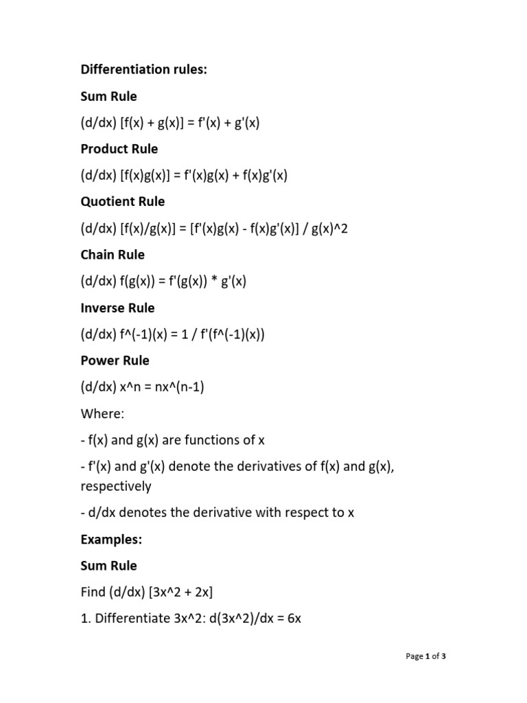 Differentiation Rules | PDF