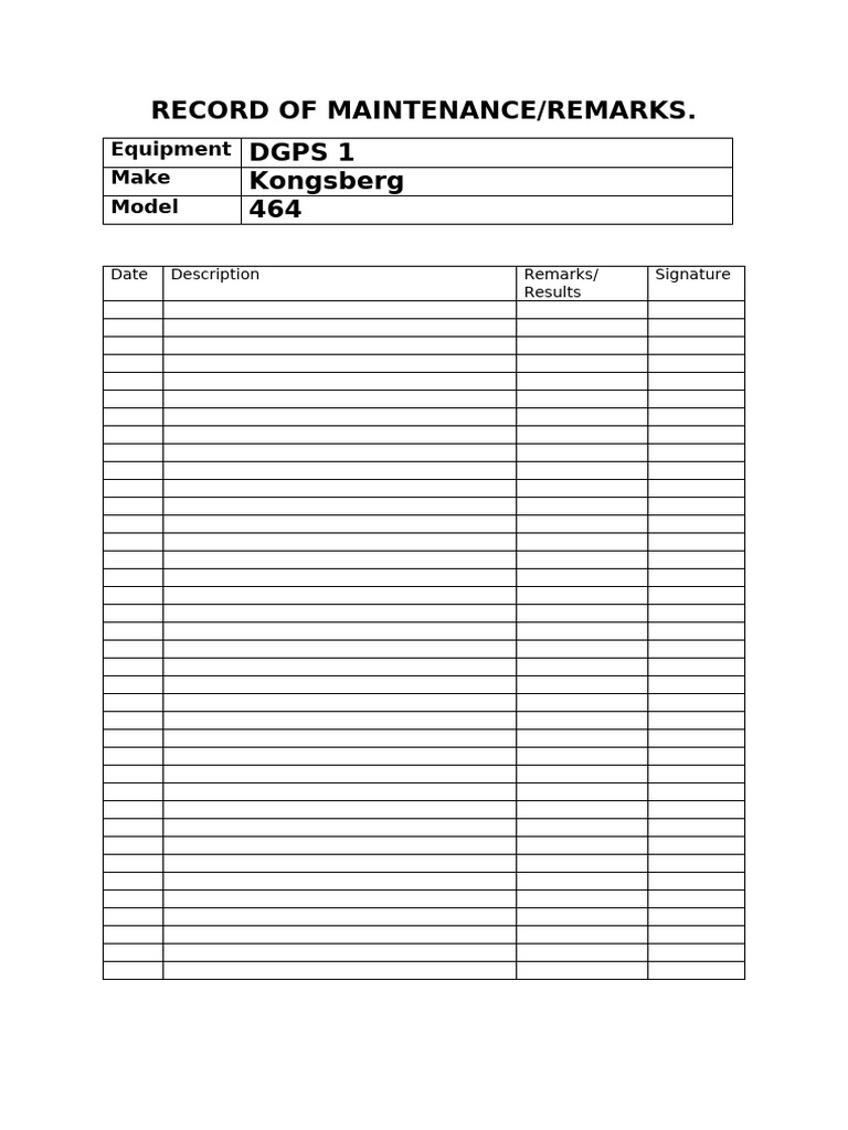 Record of Maintenance Sheets | PDF