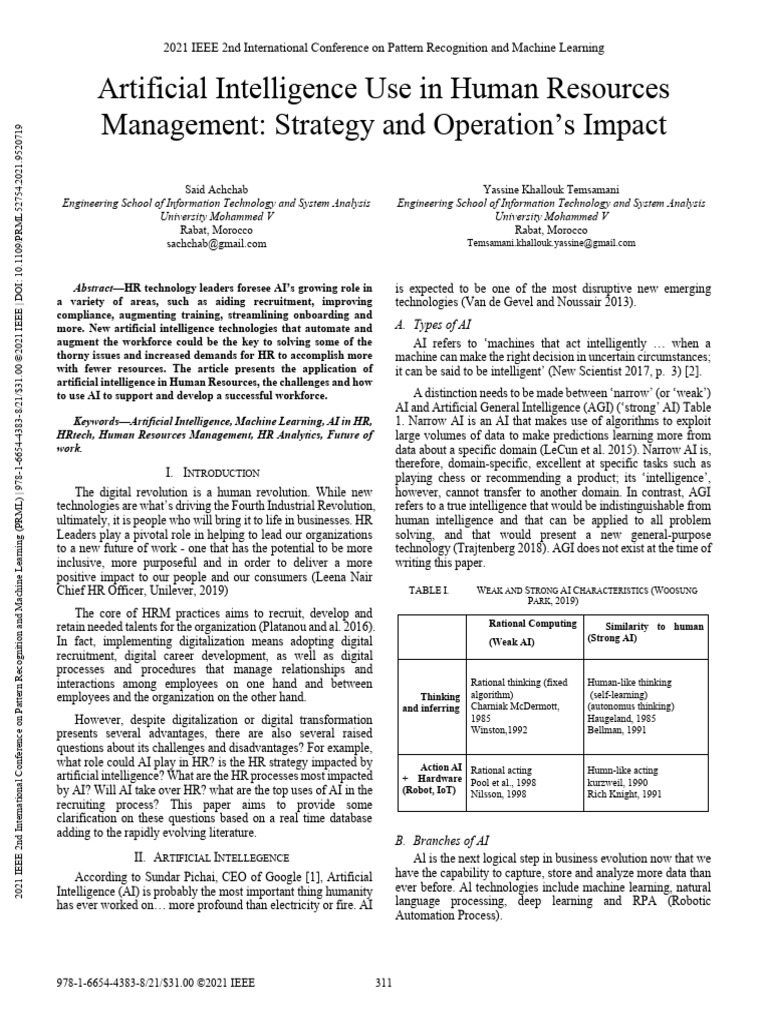 Artificial Intelligence Use in Human Resources Management Strategy and ...