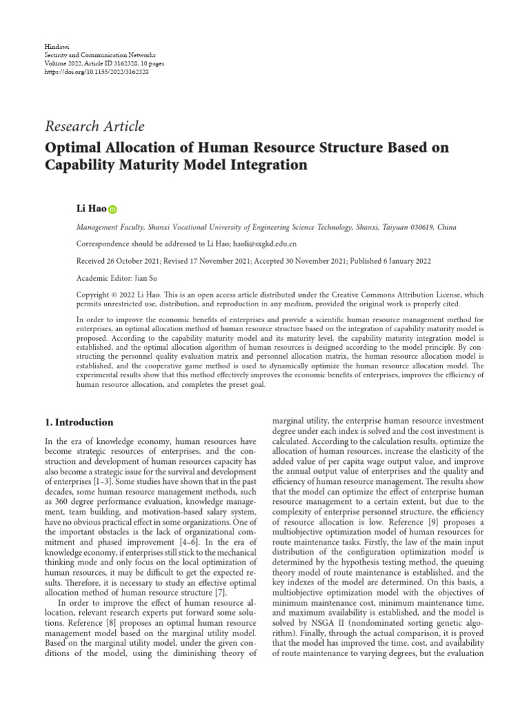 Optimal Allocation of Power Grid Human Resources Based On Artificial ...