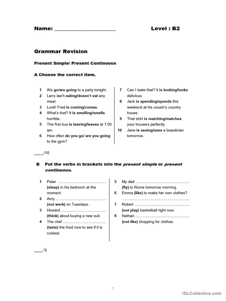 B2 Tenses Exercises and Worksheets | PDF | Grammar | Linguistics
