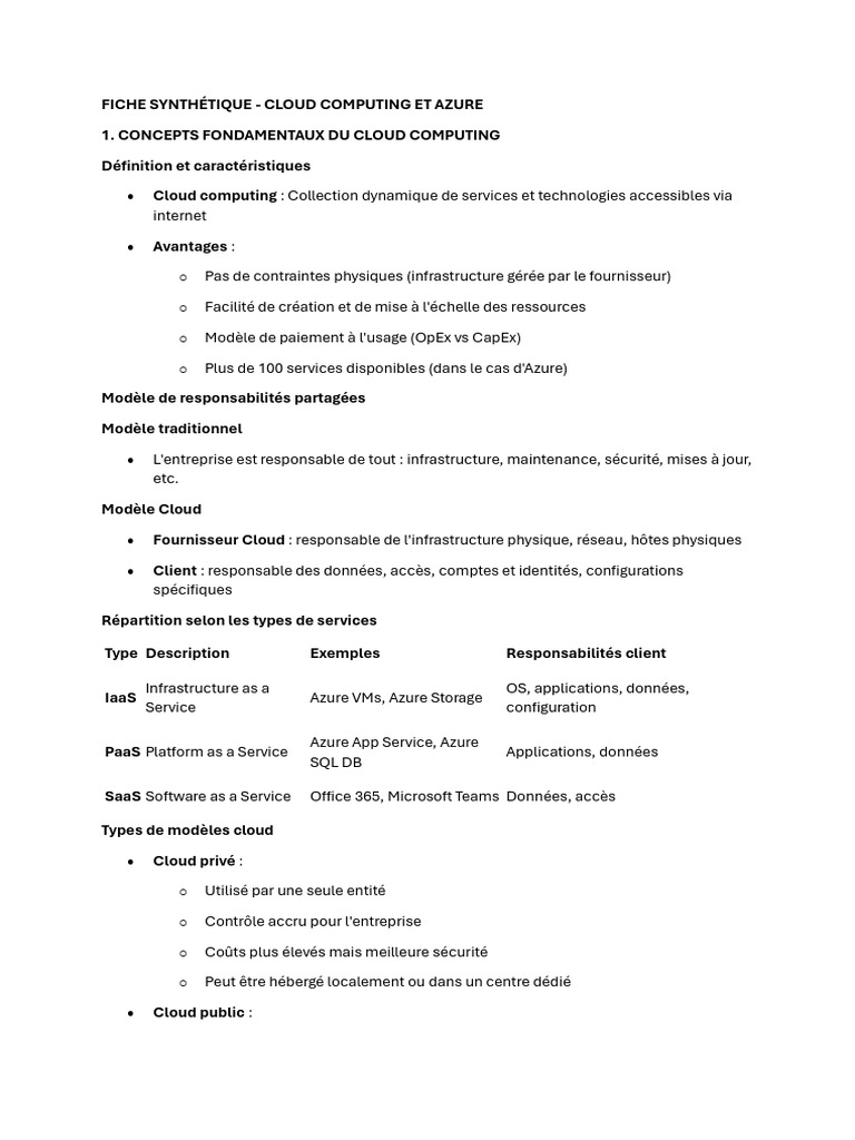 Guide complet sur Cloud Computing et Azure | PDF | Cloud computing ...