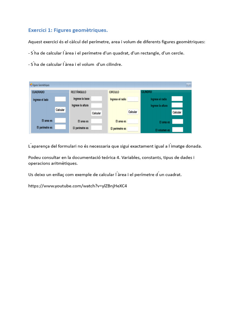 Exercici 1 - Figures Geomètriques | PDF