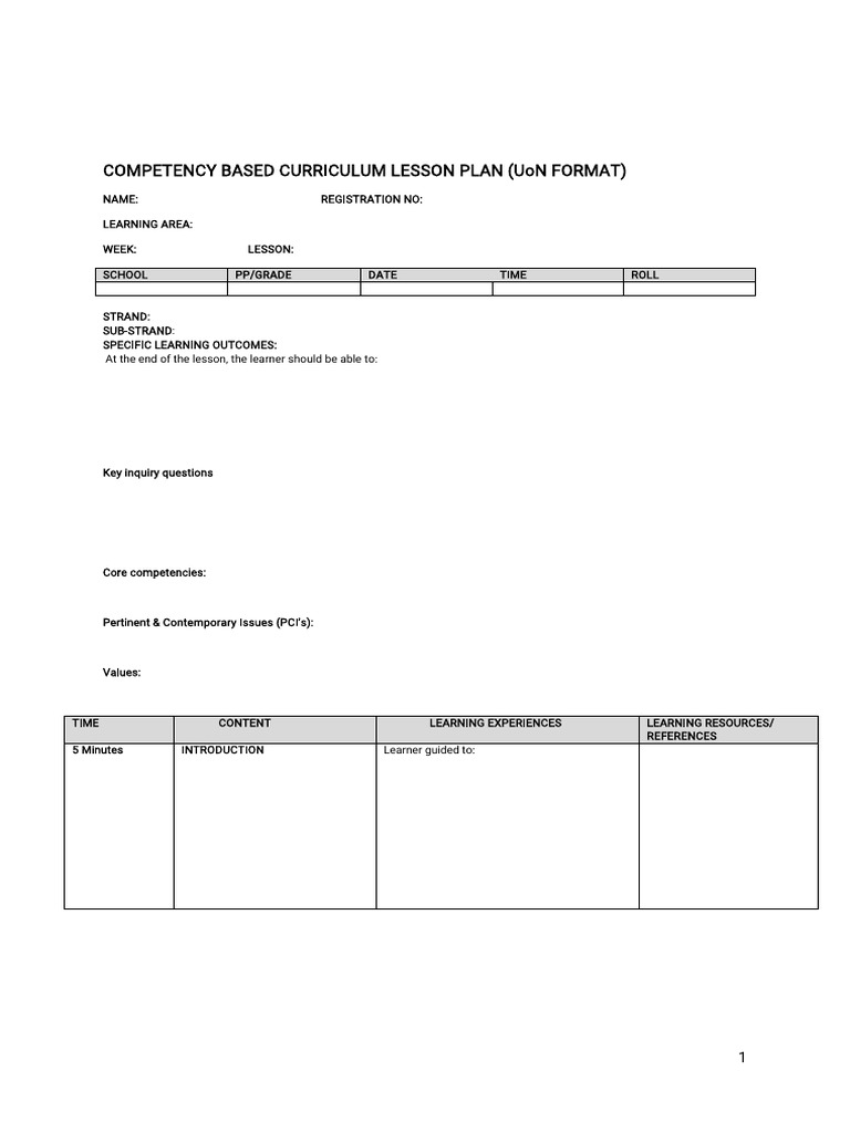 Competency-Based Lesson Plan Template | PDF
