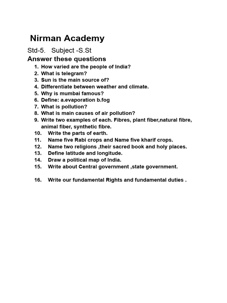 Class 5 SST | PDF