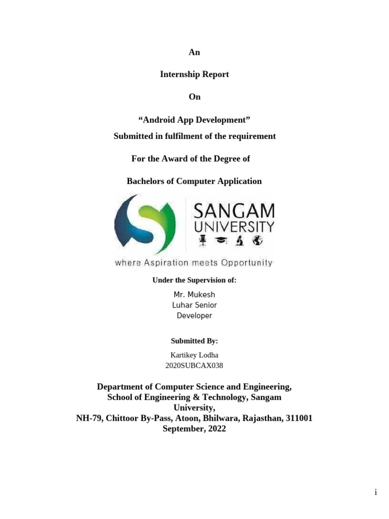Android App Development Internship Report | PDF | Android (Operating ...