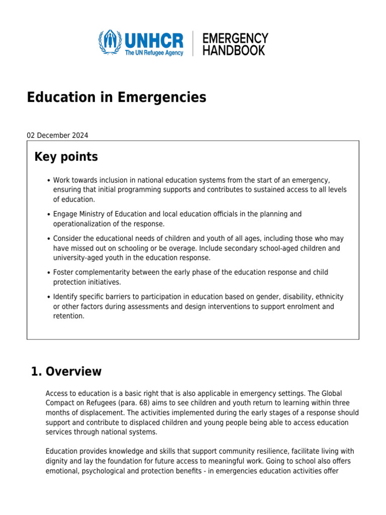 Education Access in Emergencies | PDF | Refugee | Wash