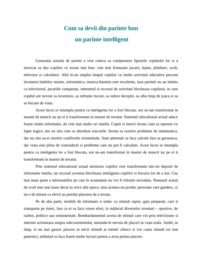 Cum Sa Devii Un Parinte Bun | PDF