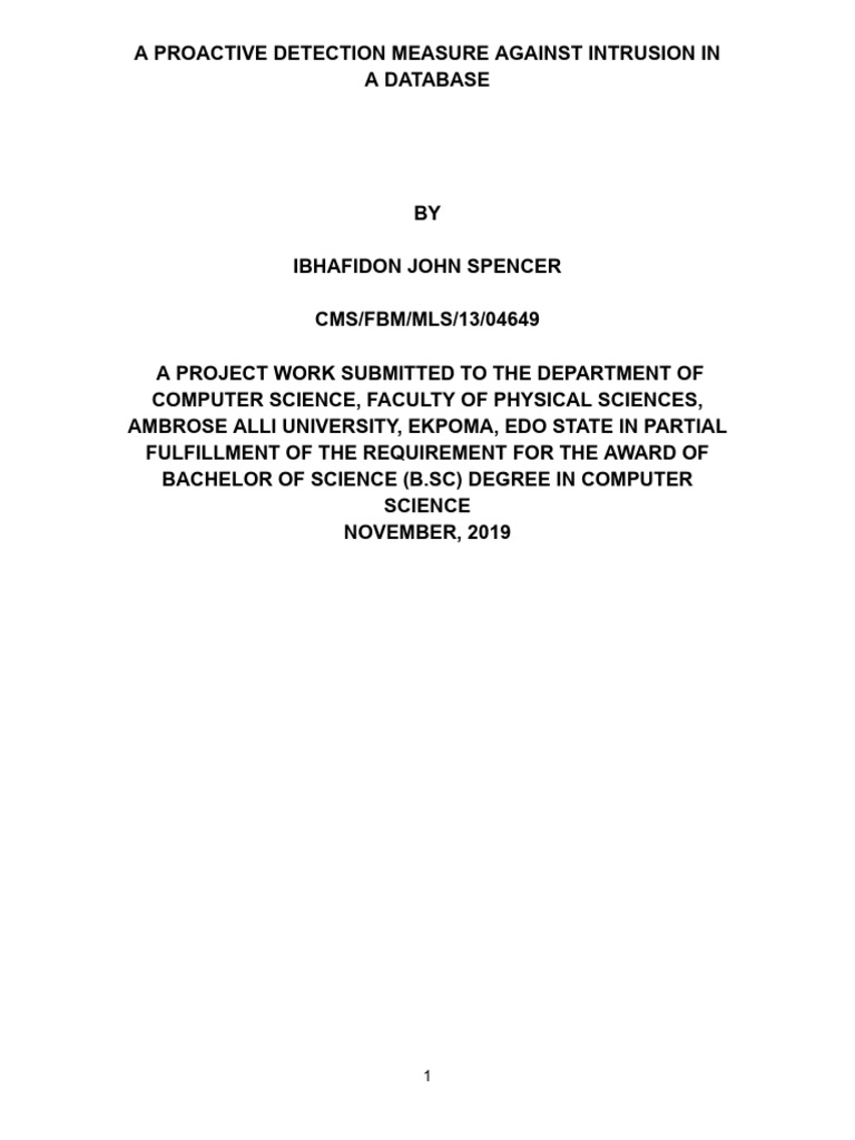 A Proactive Detection Measure Against Intrusion in A Databases | PDF ...