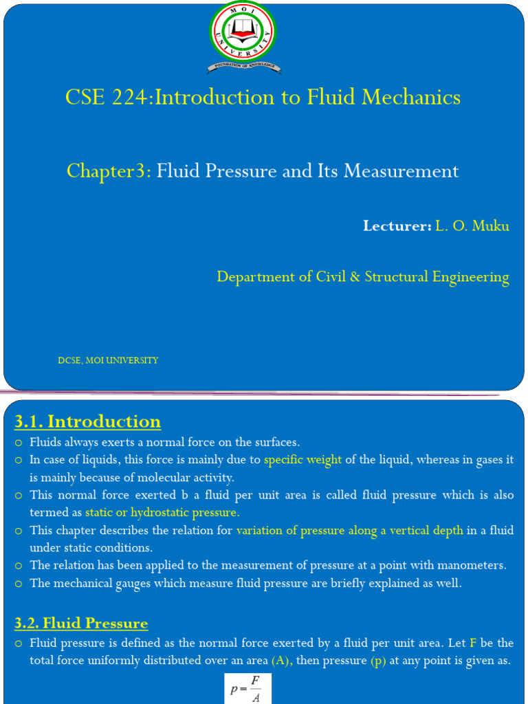 Fluid Pressure Measurement Techniques | PDF | Pressure Measurement ...