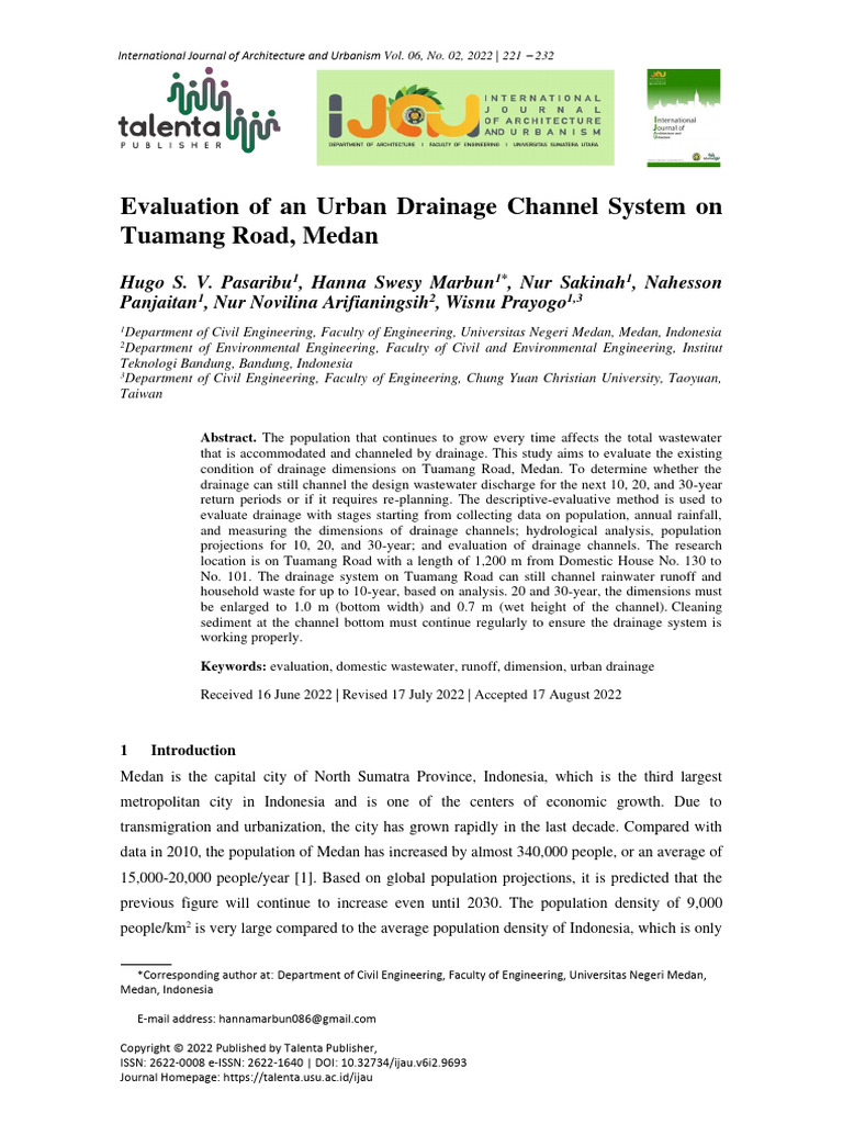 Urban Drainage Evaluation in Medan | PDF | Flood | Storm Drain