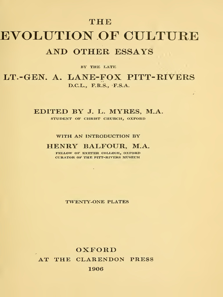 The Evolution of Culture - Lane-Fox Pitt-Rivers | PDF | String ...