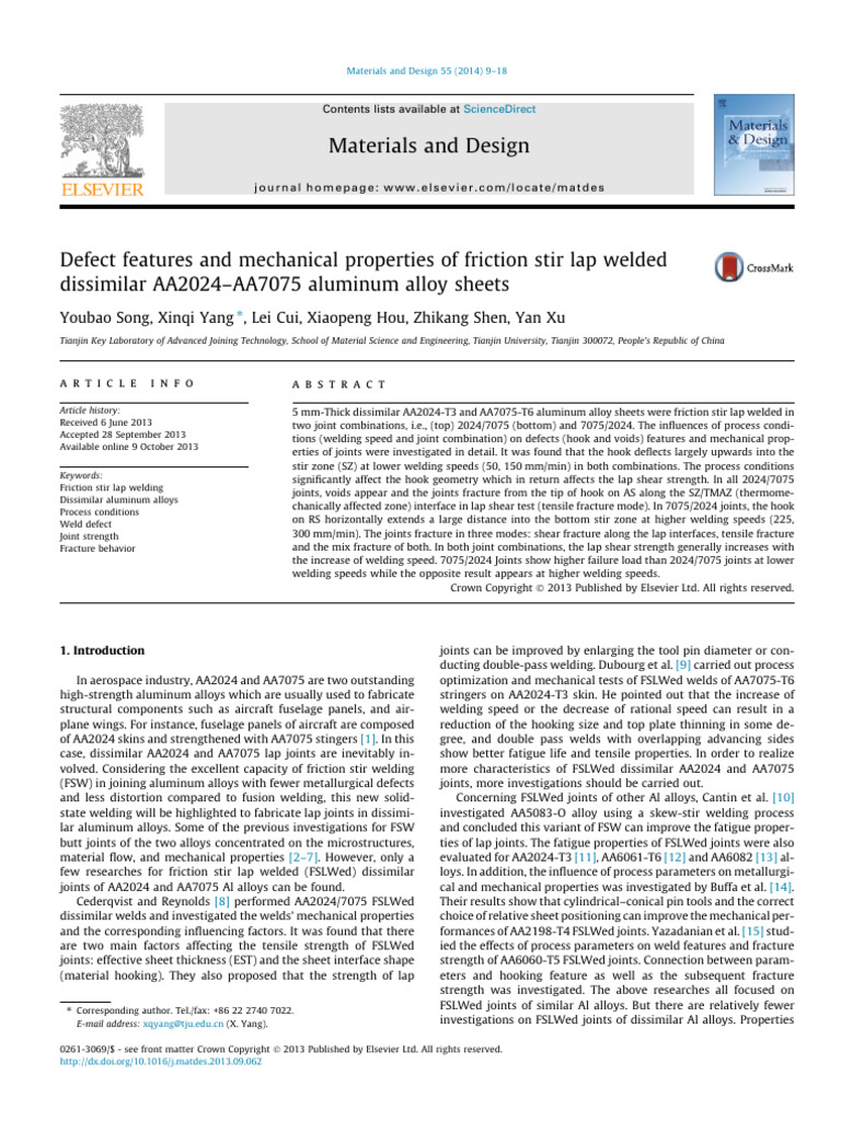 Friction Stir Welding of AA2024 and AA7075 | PDF | Fracture | Strength ...