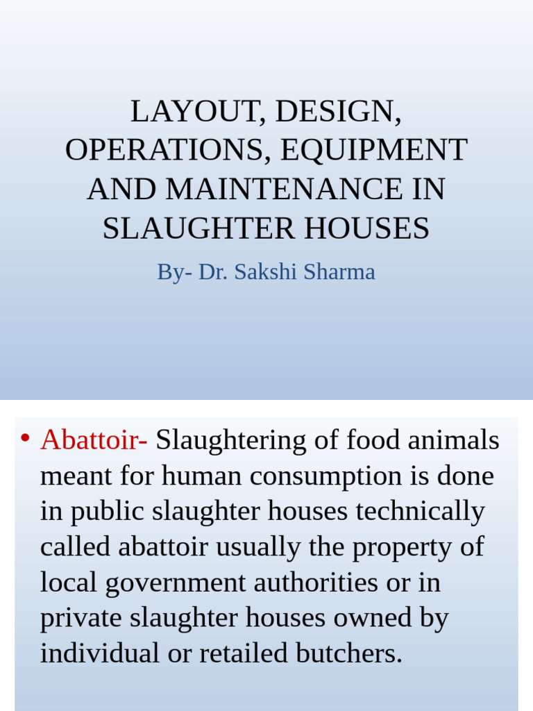 Abattoir Design and Operations Guide | PDF