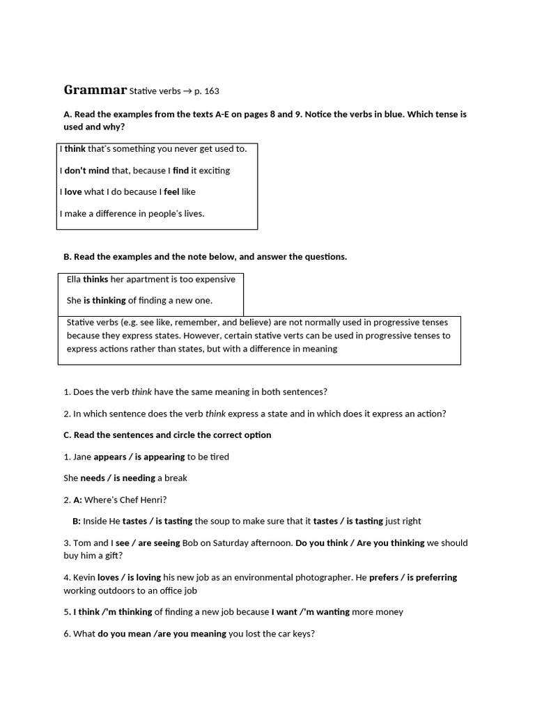 Understanding Stative Verbs in English | PDF