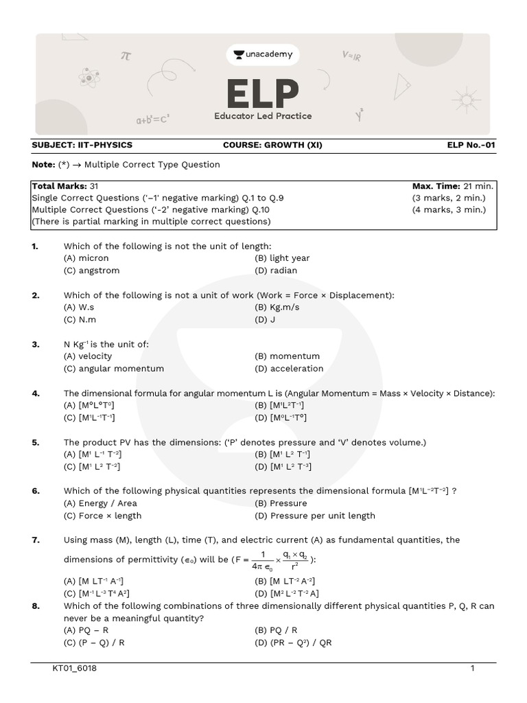 1. Unit Dimention | PDF | Force | Mass