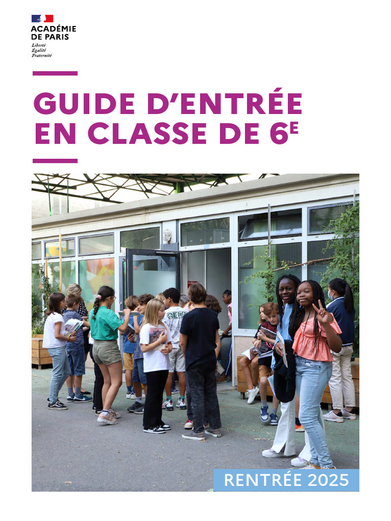 Guide d'entrée en 6e 2025 | PDF