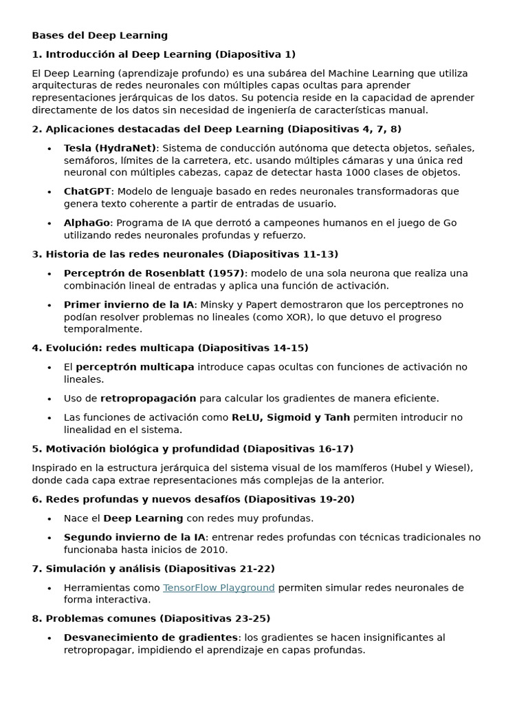 Fundamentos del Deep Learning y CNNs | PDF | Aprendizaje profundo ...