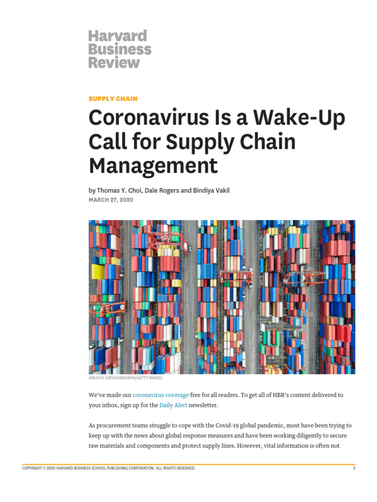 Supply Chain Lessons from COVID-19 | PDF | Supply Chain | Procurement