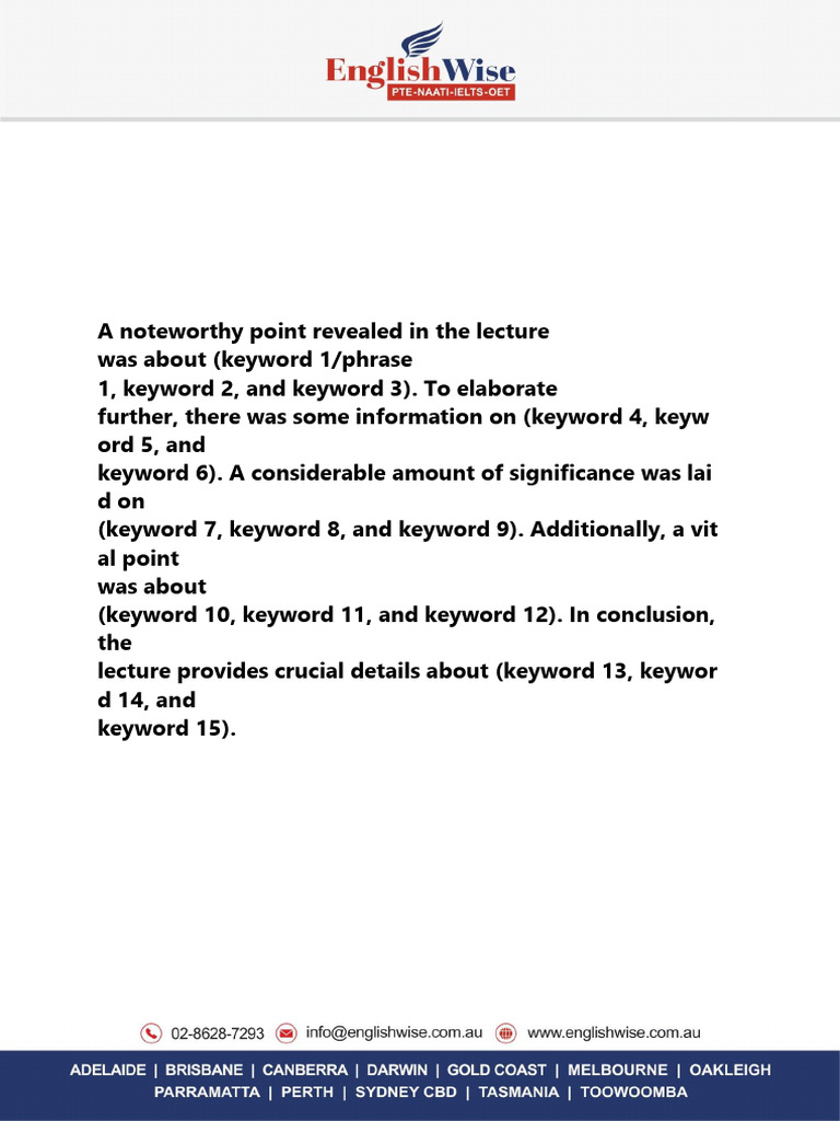 Spoken Text Summary Template | PDF