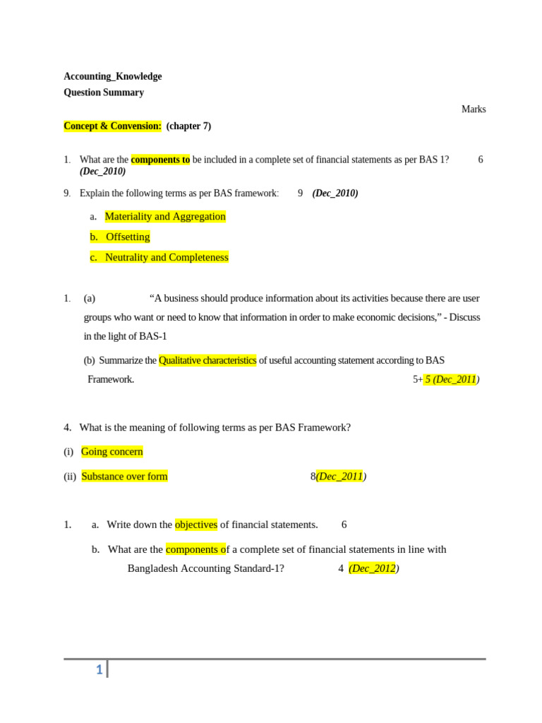 Key Concepts of BAS Accounting Standards | PDF | Depreciation | Dividend