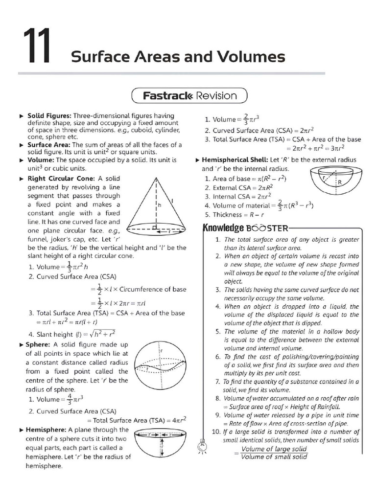 surface area and volume class 9 worksheet | PDF