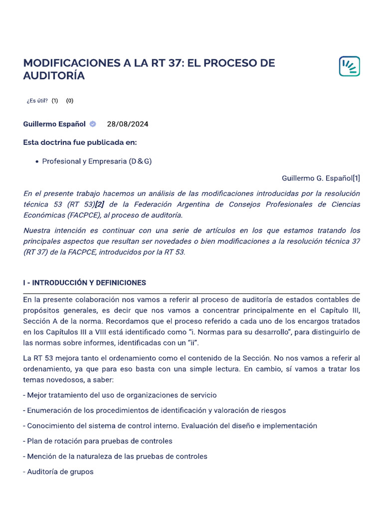 Modificaciones A La RT 37 El Proceso de Auditoría | PDF